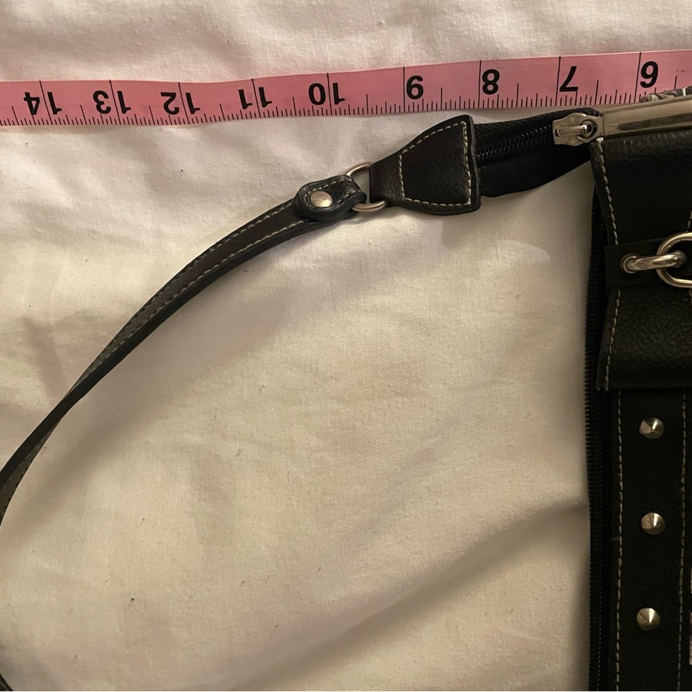 Dog/Cat Vintage Small Shoulder Bag (7x10) Black Vegan Leather pre owned - Picture 7 of 8